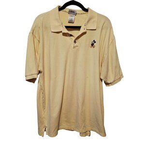 Walt Disney World Yellow Polo Shirt With Mickey Mouse Embroidery Size L 100% Cot